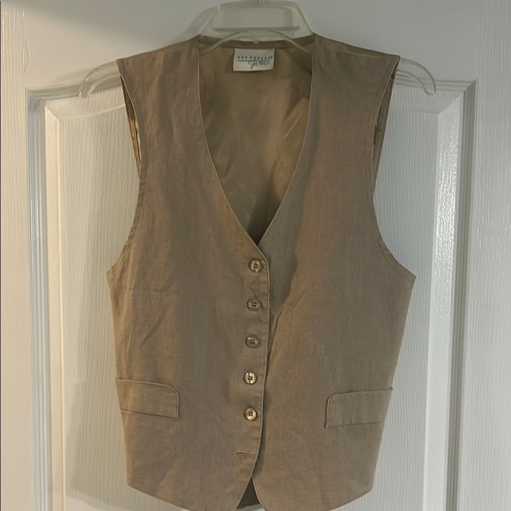 Beige Button-Up Vest